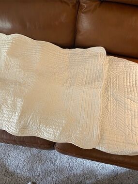 Madison Cream Quilted Decorative Pillow Shams - Scalloped Edge